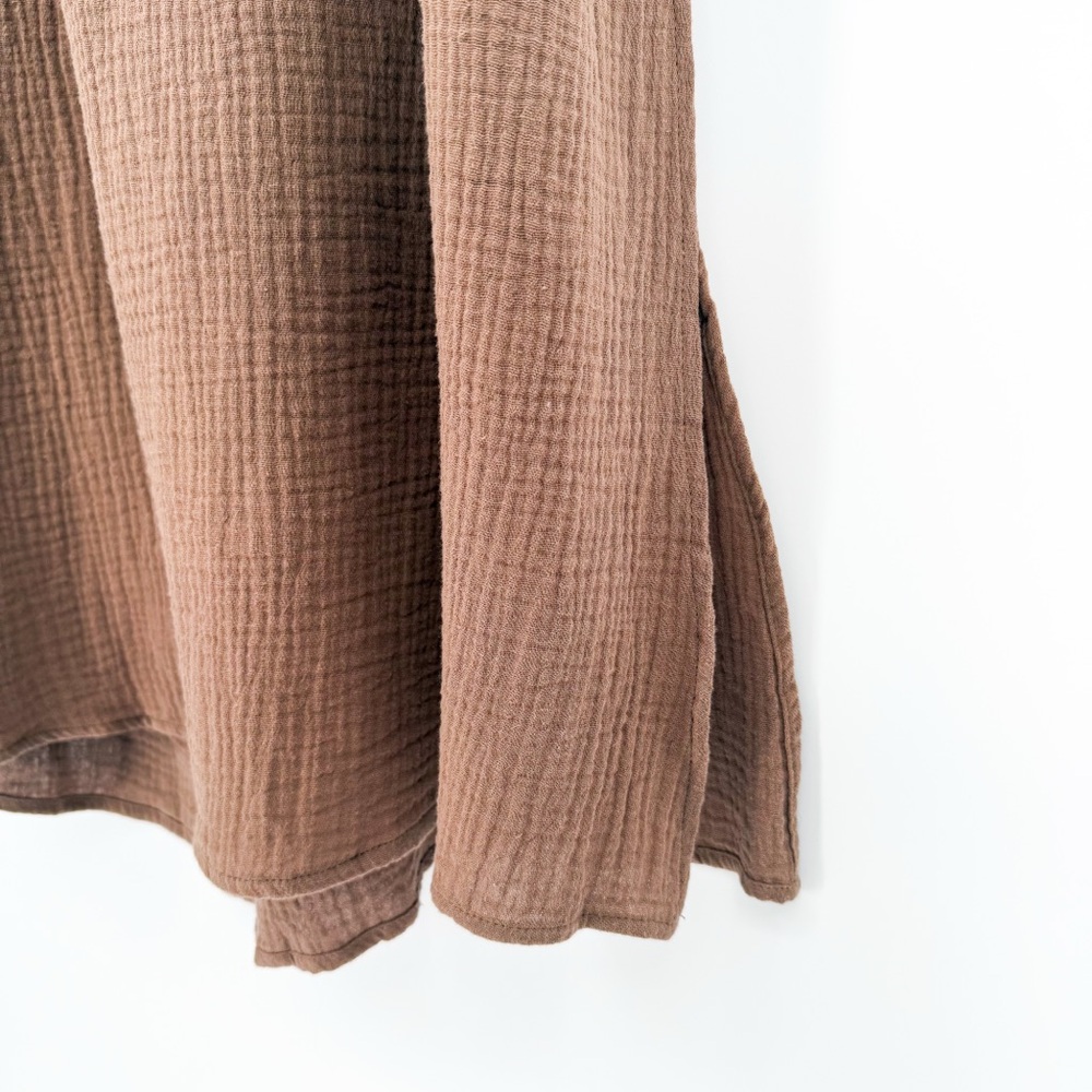 NWT Aemi+Co Midi Cut Out Dress Mocha Brown Cotton Gauze Large - Picture 7 of 15